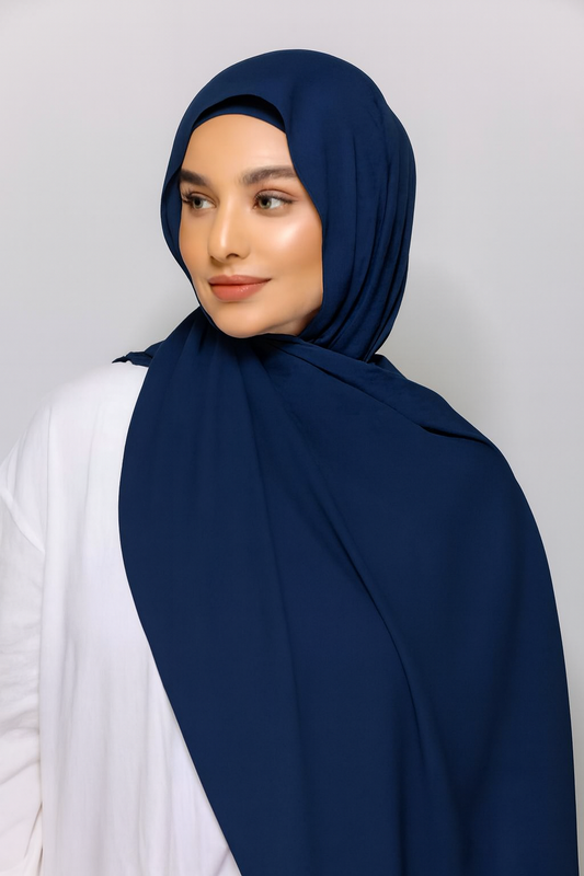 FLOWY INSTANT CHIFFON HIJAB - NAVY BLUE