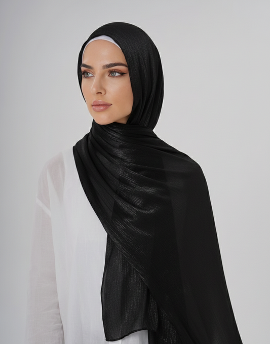 LUXURY ORGANZA SHIMMER HIJAB - BLACK