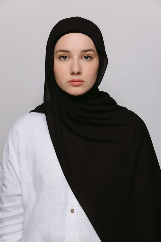 FLOWY INSTANT CHIFFON HIJAB - BLACK