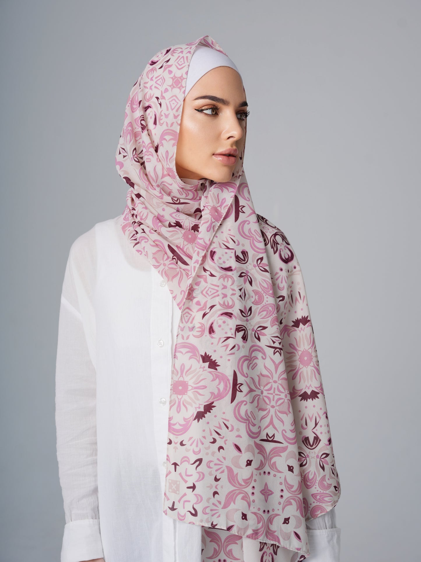 PRINTED CHIFFON HIJAB - ROSE QUARTZ