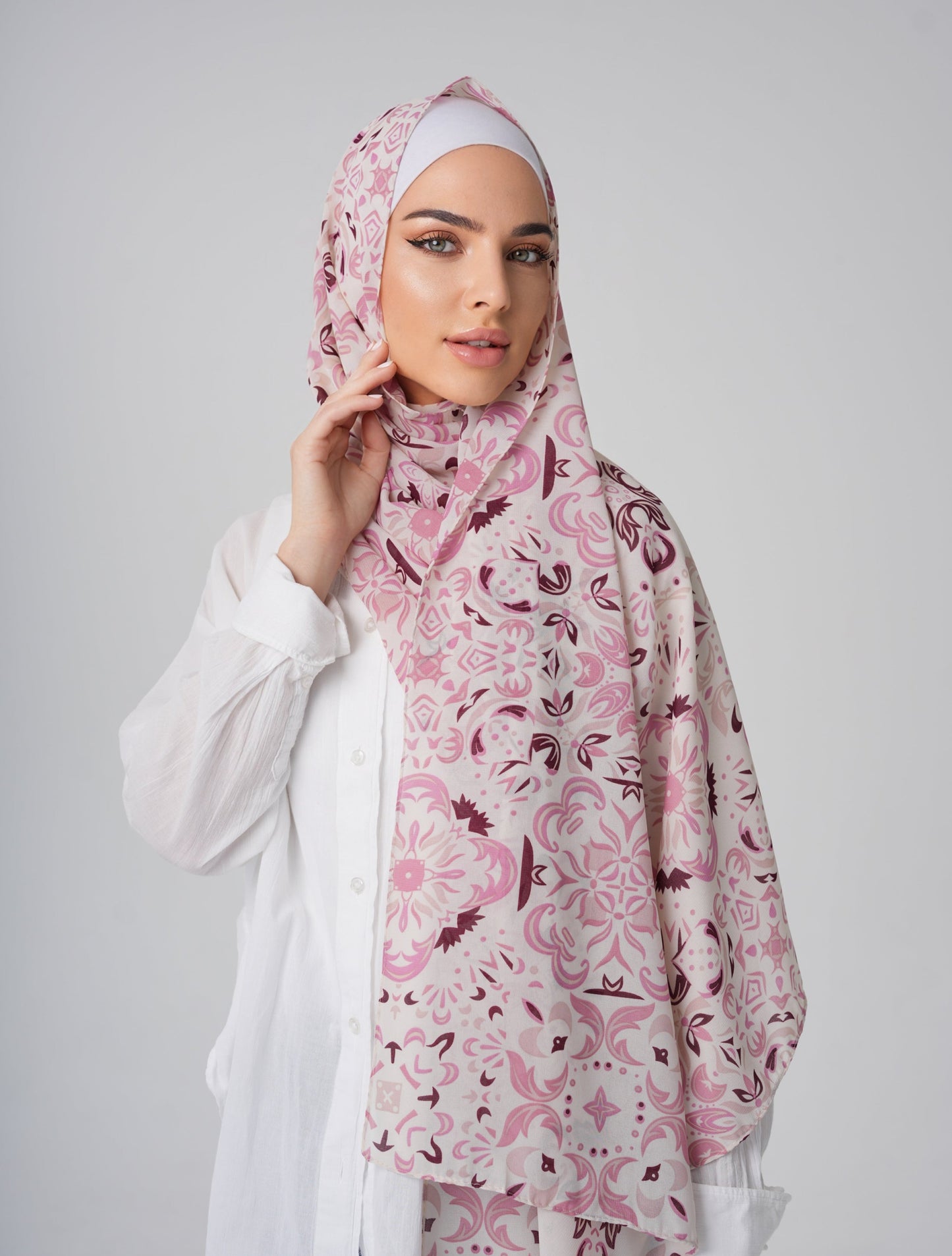 PRINTED CHIFFON HIJAB - ROSE QUARTZ