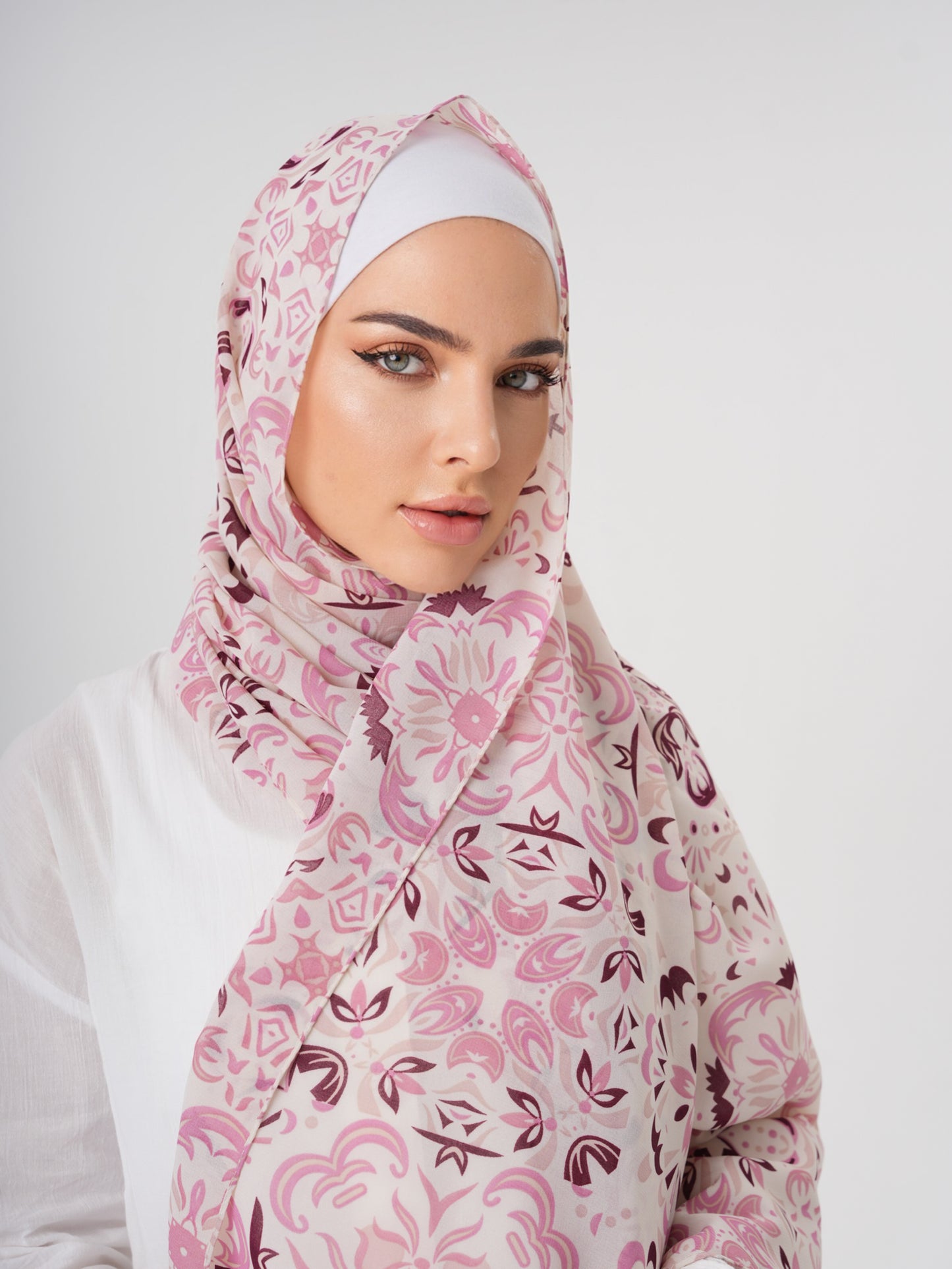 PRINTED CHIFFON HIJAB - ROSE QUARTZ