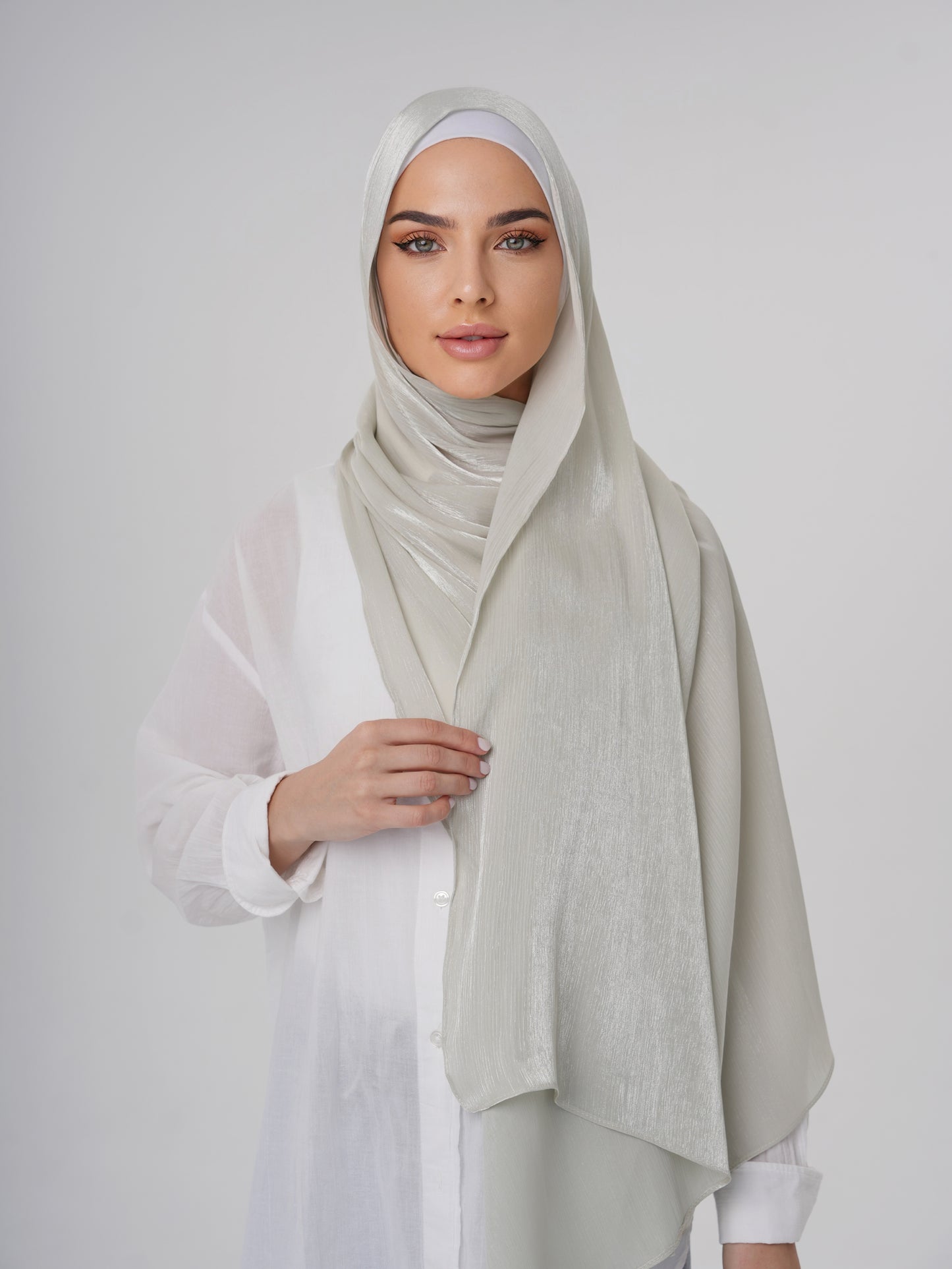 LUXURY ORGANZA SHIMMER HIJAB - PASTEL GREEN