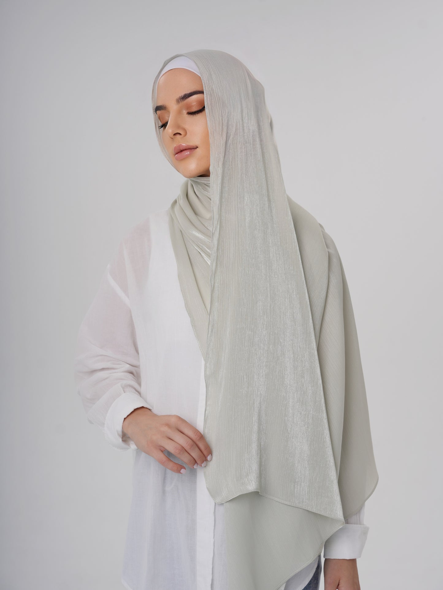 LUXURY ORGANZA SHIMMER HIJAB - PASTEL GREEN