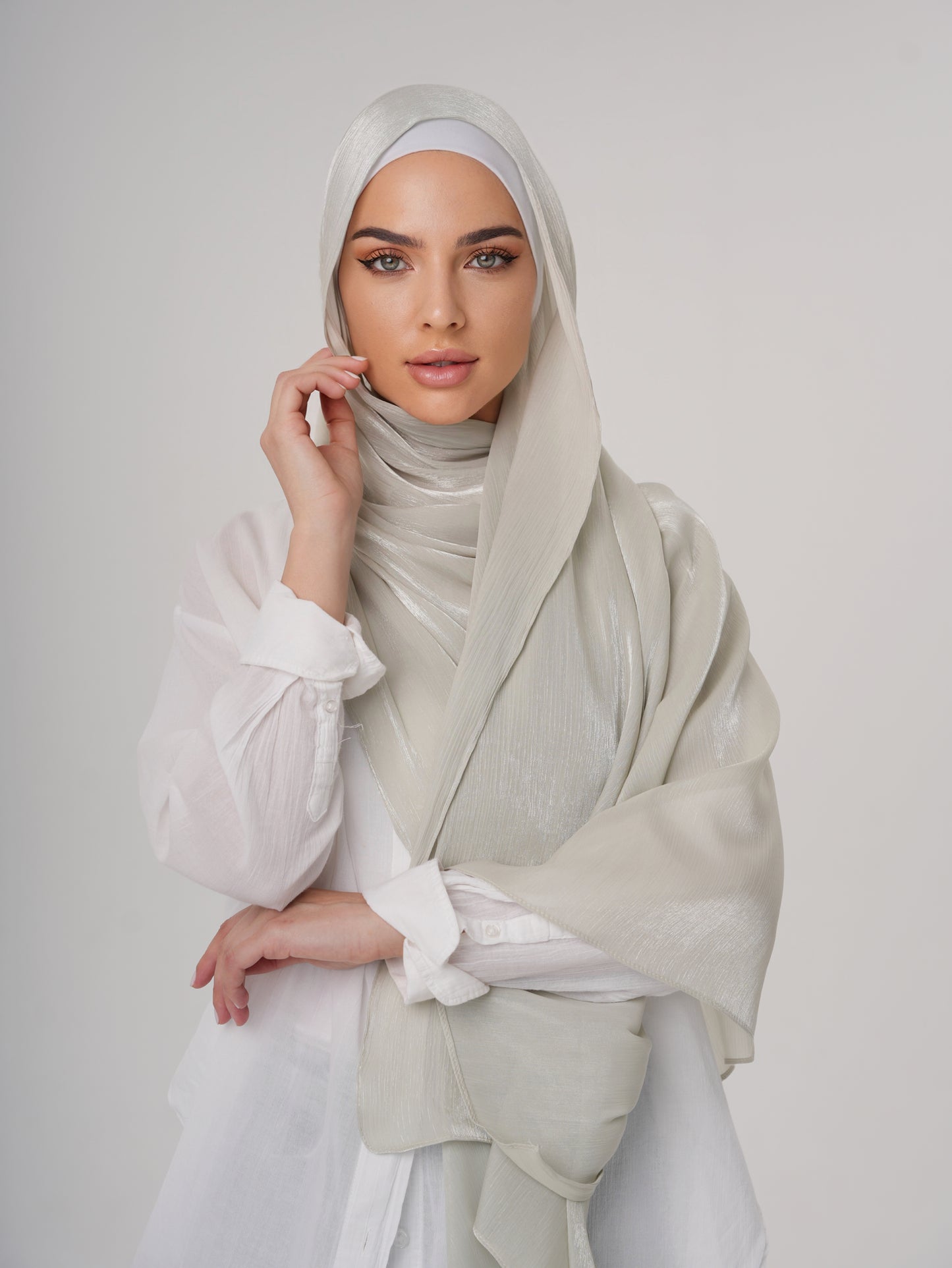 LUXURY ORGANZA SHIMMER HIJAB - PASTEL GREEN