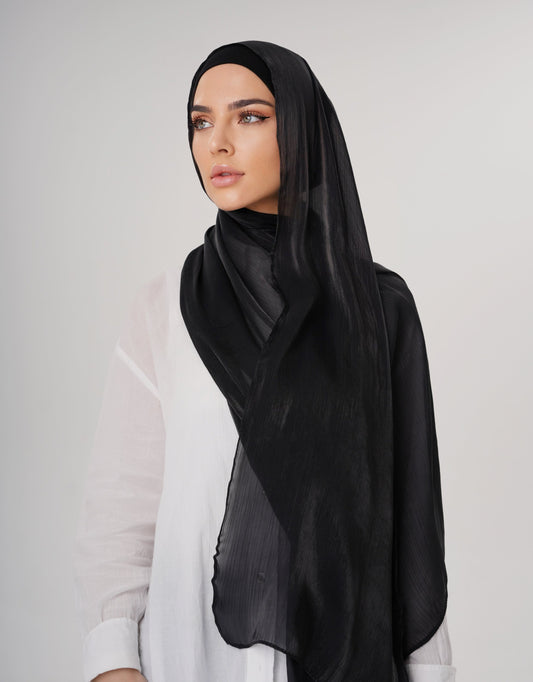 LUXURY ORGANZA SHIMMER HIJAB - BLACK