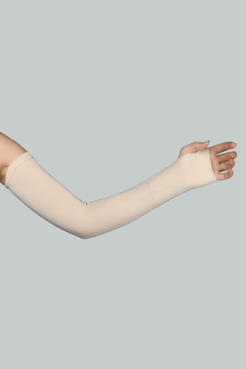 COTTON ARM SLEEVE WITH CUT FINGER SNAP - SKIN