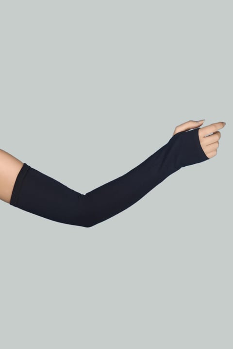 COTTON ARM SLEEVE WITH CUT FINGER SNAP - BLACK
