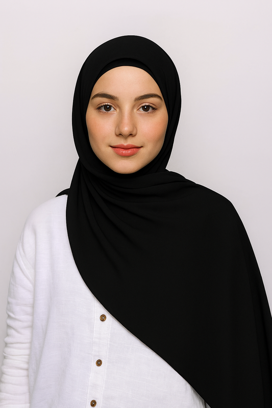 FLOWY INSTANT CHIFFON HIJAB - BLACK