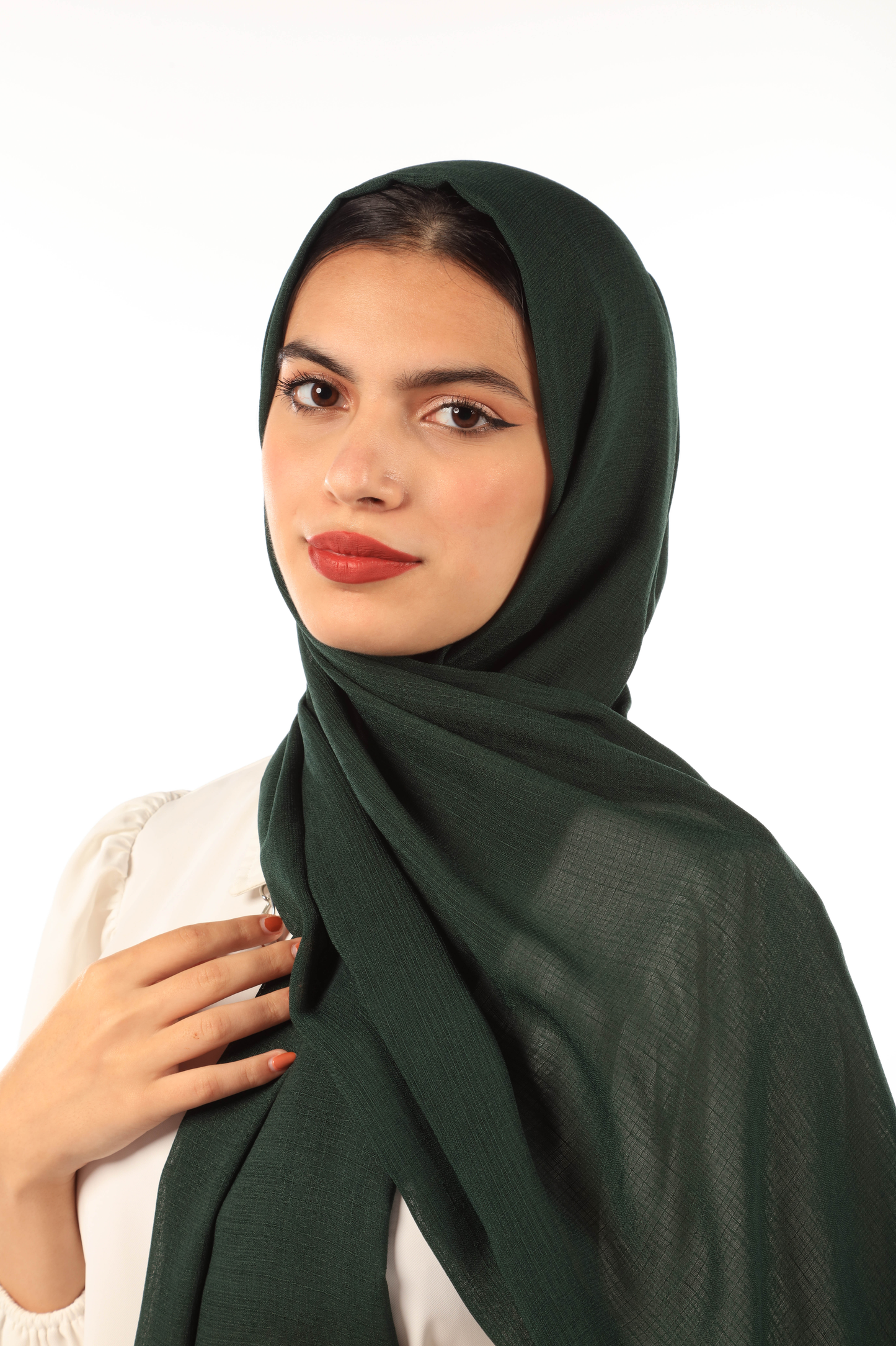 VOILE COTTON HIJAB - FOREST GREEN