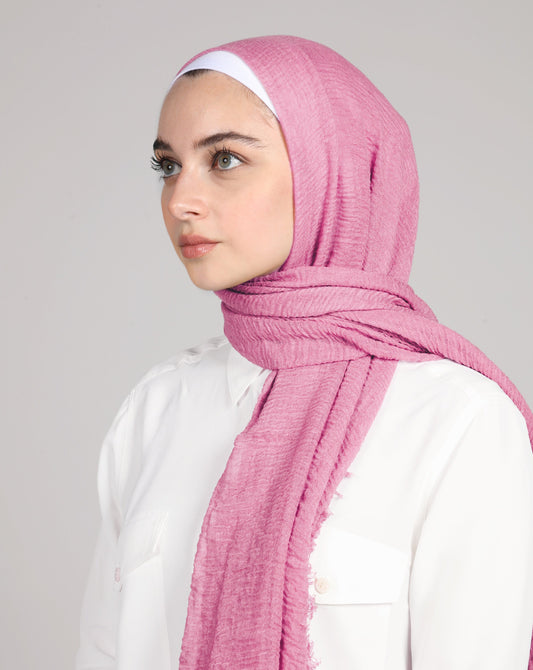 CRINKLE COTTON HIJAB - ROSY PINK